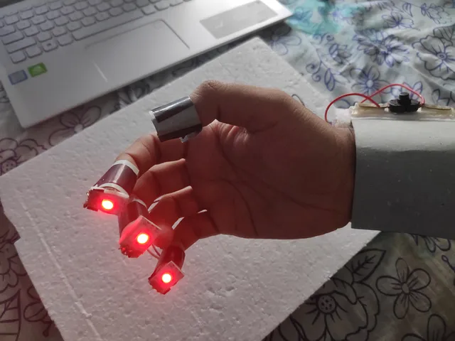 LED strip cells connected to a wearable device