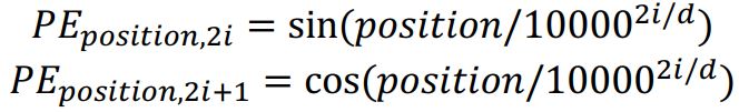 Positional Embedding equations